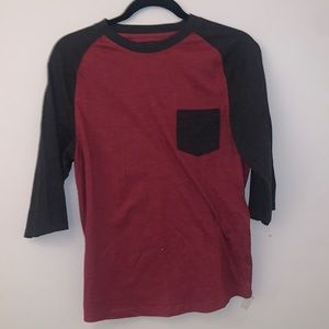 Red and black baseball shirt